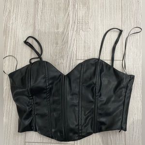 Zara Black Corset Zipper Top Size Medium